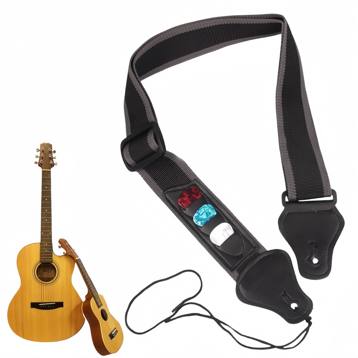 Acoustic Guitar Dreadnought - Miwayer Gitarrengurt aus PU-Leder, verstellbarer Schultergurt