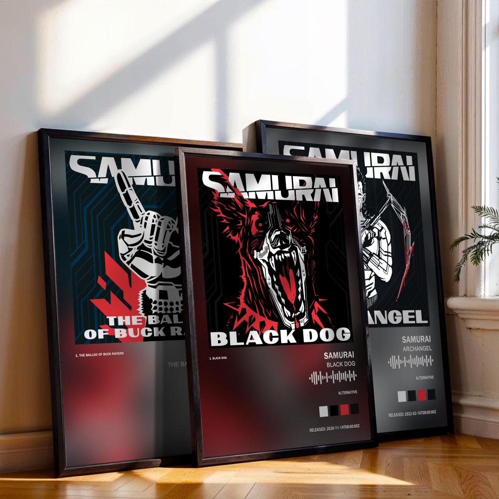Musical Instrument Painting - Cyberpunks Samurai Poster Musik Album Cover