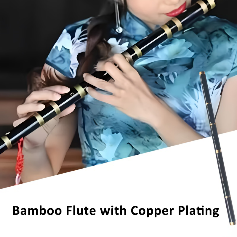 Tin Whistle Flute - 6-Loch-Bambusflöte mit Kupferbeschichtung, 46 cm, handgefertigtes
