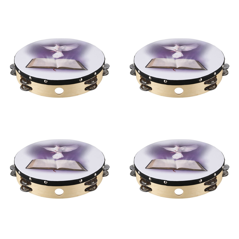 Musical Instrument Tambourine - 4 Stücke 10 Zoll Holz Tamburin