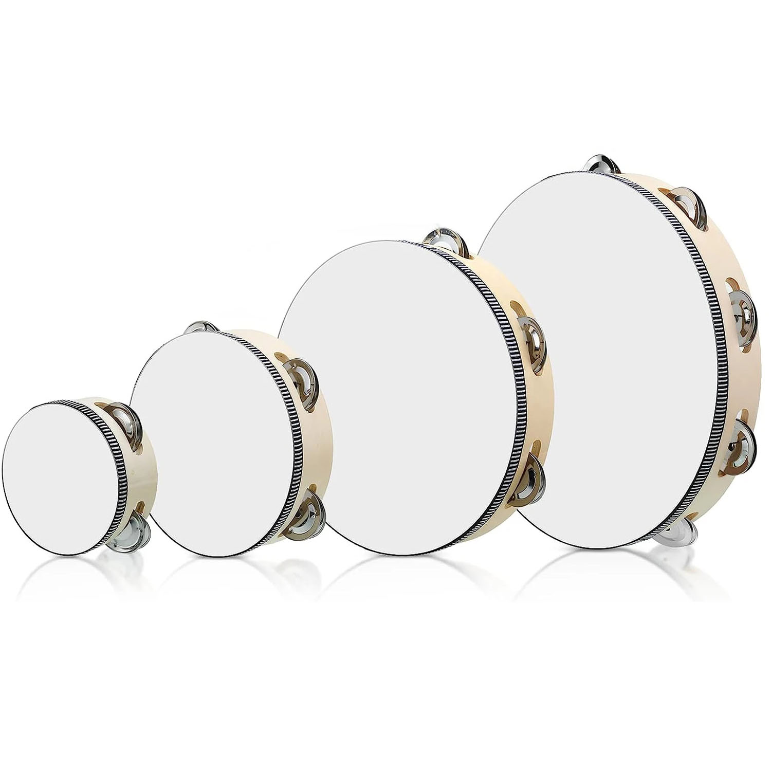 Musical Instrument Tambourine - Miwayer Holz-Tamburin mit Metallschellen – 4/6/8/10