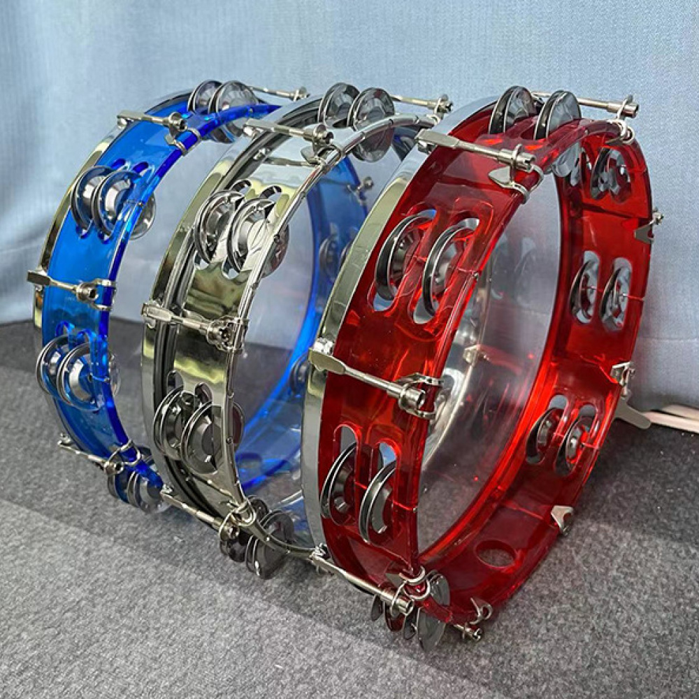 Musical Instrument Tambourine - Doppelreihiges Jingle-Tambourin, 10 Zoll, transparente Handtrommel,