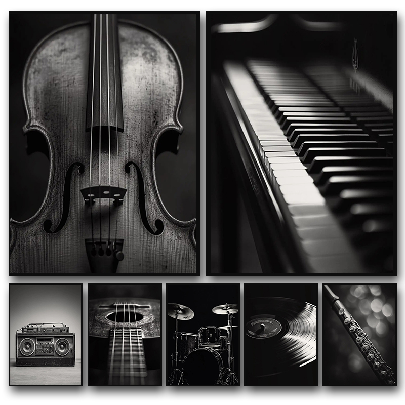 Picture Of Musical Instrument - 1 Stück rahmenlose klassische Musikinstrumenten-Fotoposter, Violine,