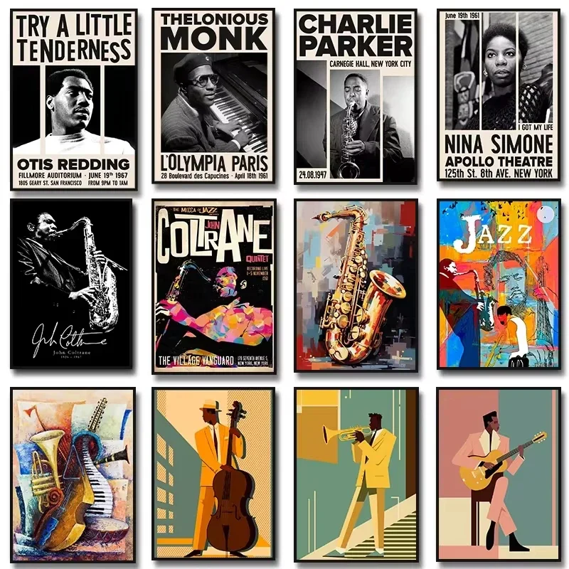 Musical Instrument Painting - Jazz Musik Saxophon Gitarre Cello John