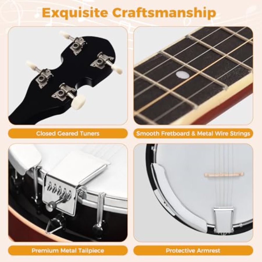 5-saitiges Banjo, 39-Zoll-Banj – Banjo 5 String Open Bewertung und Preis