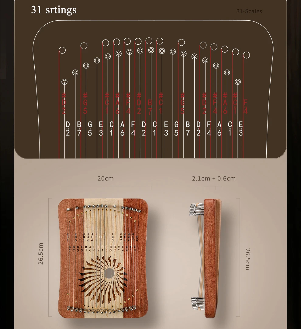 Hluru Lyre 31 Saiten Daumenhar – Musical Instrument Names Bewertung und Preis
